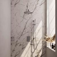 Brauer Brushed Carving Thermostatische Regendoucheset Inbouw - Hoofddouche 30 cm - Rechte Wandarm - 3 Weg - Handdouche Staaf - Doucheslang - Geintegreerde Glijstang - Rvs