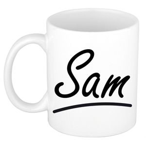 Naam cadeau mok / beker Sam met sierlijke letters 300 ml