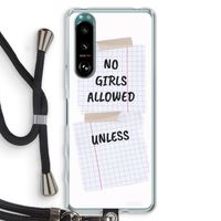 No Girls Allowed Unless: Sony Xperia 5 III Transparant Hoesje met koord