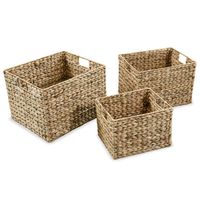 The Living Store Opbergmanden - Waterhyacint - Set van 3 - Bruin - 25x20x18 cm / 30x25x22 cm / 35x30x25 cm