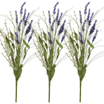 Lavendel kunsttak - 3x - kunststof - paars - 4 x 13 x H75 cm