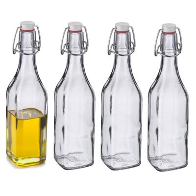 Westmark Beugelfles / Weckfles - 4x - transparant glas - luchtdicht - 0.5 liter - waterfles - vierka