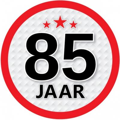 85 jaar leeftijd sticker - rond - Dia 15 cm - 85 jaar verjaardag - jubileum - leeftijd versiering
