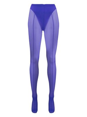 Mugler collants à empiècement en mesh - Bleu