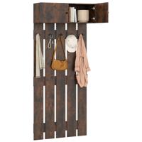 Wandgarderobe met 5 Dubbele Haken & 2-deurs kast Wandgemonteerd Garderobepaneel Bruin