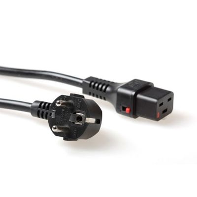 ACT AK5043 Netsnoer CEE 7/7 Male (haaks) | C19 IEC Lock | Zwart | 2 meter