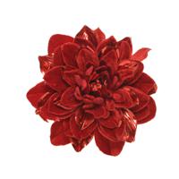 Kerstboom bloem - op clip - rood - 16 cm - kunststof - kerstversiering