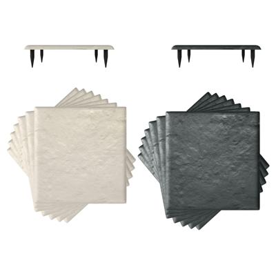 Stapstenen voor Tuin Set van 16 Tegels 40 x 40 cm Polypropyleen Stenen Tegels voor Gazon Tuinpaden ( 8 Grijze + 8 Beige)