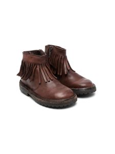 Pépé Kids bottines en cuir à franges - Marron