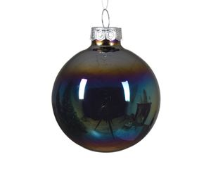 Kerstbal glas d6 cm zwart iris 6st kerst - Decoris