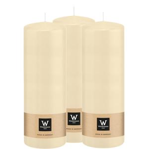 Cilinderkaars/stompkaars - 3x - creme wit - 20 x 7 cm - 103 branduren