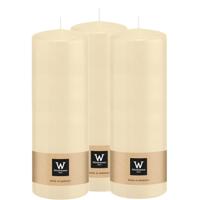 Cilinderkaars/stompkaars - 3x - creme wit - 20 x 7 cm - 103 branduren