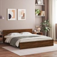 Bedframe met hoofdeinde bruin eikenkleur 200x200 cm