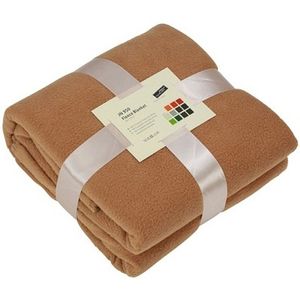 Fleece deken/plaid camel 130 x 170 cm