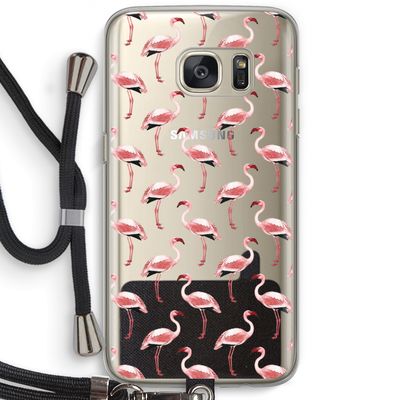 Flamingoprint groen: Samsung Galaxy S7 Transparant Hoesje met koord