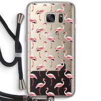 Flamingoprint groen: Samsung Galaxy S7 Transparant Hoesje met koord