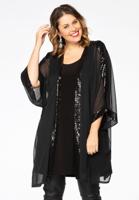 Yoek Kimono met pailletten | Zwart | Maat 50/52