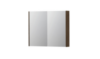 INK SPK2 spiegelkast met 2 dubbelzijdige spiegeldeuren, 2 verstelbare glazen planchetten, stopcontact en schakelaar 90 x 14 x 73 cm, fineer chocolate