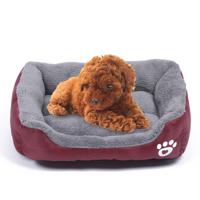 Candy Color vier seizoenen echte warme huisdier hond kennel mat Teddy hond mat grootte: L 66 × 50 × 14cm (wijn rood)