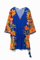 Korte gebloemde kaftan - BLUE - L