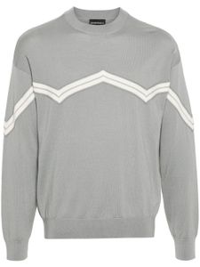 Emporio Armani pull en laine à rayures - Gris