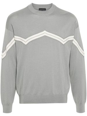 Emporio Armani pull en laine à rayures - Gris Emporio Armani pull en laine à rayures - Gris