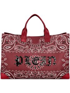 Philipp Plein sac cabas en cuir à plaque logo - Rouge