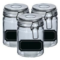 Weckpotten/inmaakpotten - 4x - 250 ml - glas - met beugelsluiting - incl. etiketten - thumbnail