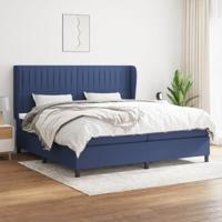 Boxspring met matras stof blauw 200x200 cm