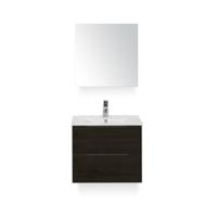 Seville Badmeubelset 60 cm - Black Oak Edge greep - Wastafel Enjoy - met Spiegelkast
