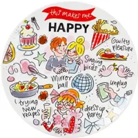 Blond Amsterdam gebaksbordje aardewerk happy 18x1.5cm multi