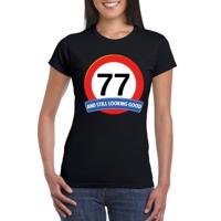 Verjaardag cadeau shirt - 77 jaar and still looking good t-shirt - zwart - dames - Leefijd thema