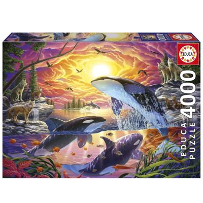 Puzzel - EDUCA - Orka's en wolven - 4000 stukjes - 136 x 96 cm - Voor volwassenen vanaf 15 jaar
