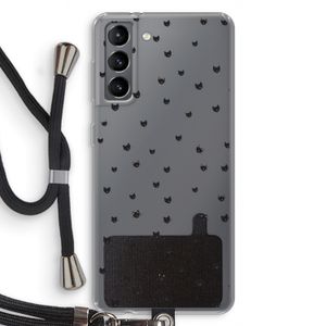 Kleine kattenkopjes: Samsung Galaxy S21 Transparant Hoesje met koord
