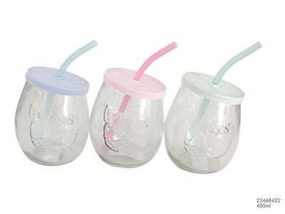 Beker ovaal 400ml met rietje