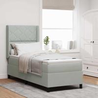 LED Boxspring Bed met Matras Lichtgrijs 80 x 200 cm Fluweel