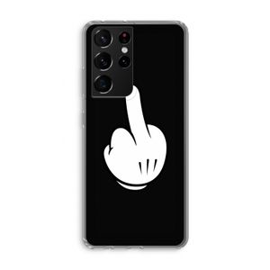 Middle finger black: Samsung Galaxy S21 Ultra Transparant Hoesje