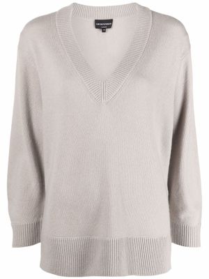 Emporio Armani pull en cachemire à col v - Tons neutres