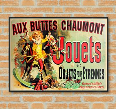 Aux buttes chaumont jouets poster vintage
