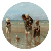 Reinders - Jozef Israels - kinderen der zee - Glasschilderij Ø 70cm