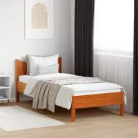 Bedframe zonder matras massief grenenhout wasbruin 100x200 cm