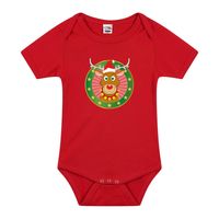 Kerst romper met rendier print rood voor babys