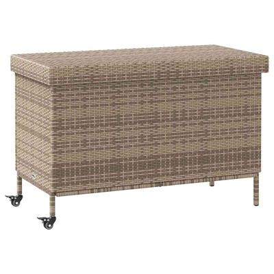Tuinbox met wielen 110x55x73 cm poly rattan grijs