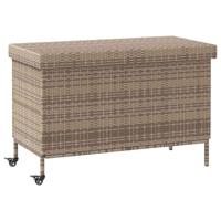 Tuinbox met wielen 110x55x73 cm poly rattan grijs