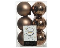 Kerstbal plastic d6 cm walnoot 12st kerst - Decoris