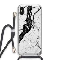 Witte marmer 2: iPhone X Transparant Hoesje met koord