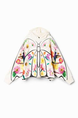 Oversized sweatshirt met vlinder - WHITE - 3/4