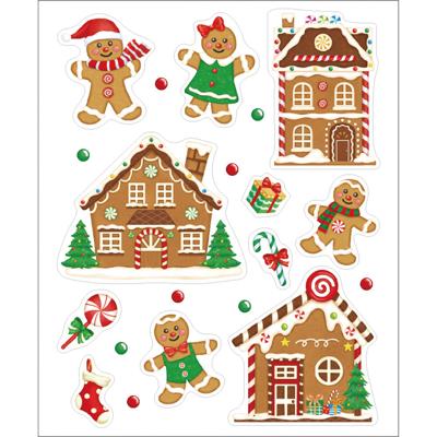 Kerst raamstickers peperkoek mannetje - vel van 34 x 28 cm - raamdecoratie