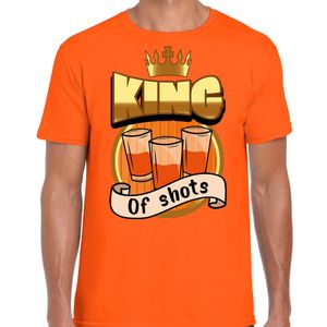 Oranje Koningsdag t-shirt - king of shots - voor heren