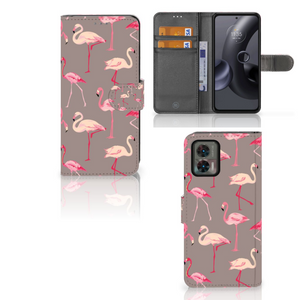 Motorola Edge 30 Neo Telefoonhoesje met Pasjes Flamingo